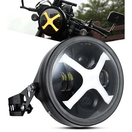 【並行輸入品】 PKEDUO Motorcycle Headlight, White/Amber X...