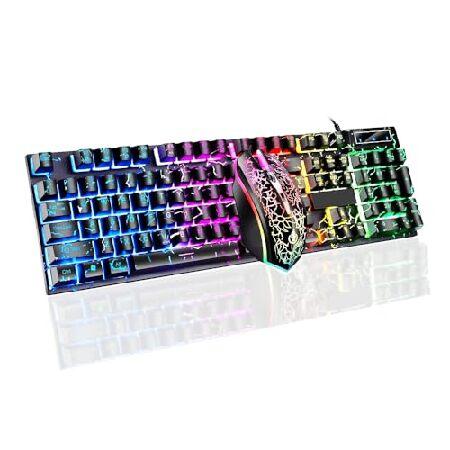 【並行輸入品】 Wired Crack Rainbow Gaming Keyboard and Mo...
