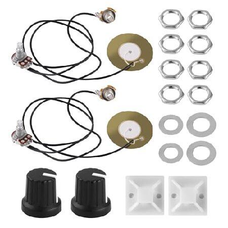 【並行輸入品】 2パック 50mm ピエゾピックアップトランスデューサー 配線済みアンプ 6.35m...