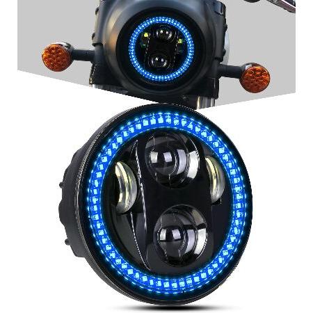 【並行輸入品】 PKEDUO 5-3/4インチ オートバイ ヘッドライト 5.75インチ ラウンド ...