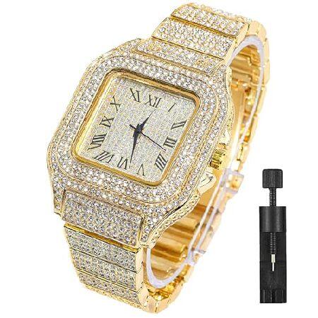 【並行輸入品】 Apzzic Men’s Diamond Iced Out Watchs CZ 18...