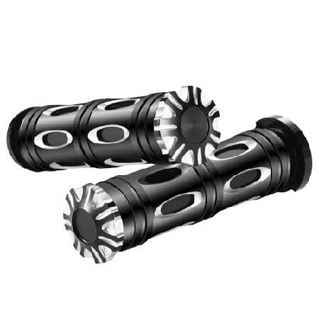 【並行輸入品】 オートバイハンドルバーグリップ 1インチ ブラック ストリートグライド Flhx ハ...