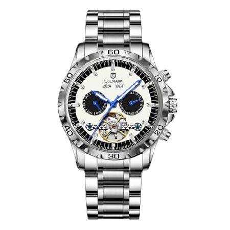 【並行輸入品】 GLENAW メンズ スケルトンウォッチ トゥールビヨン 自動巻き 日付 ラグジュア...