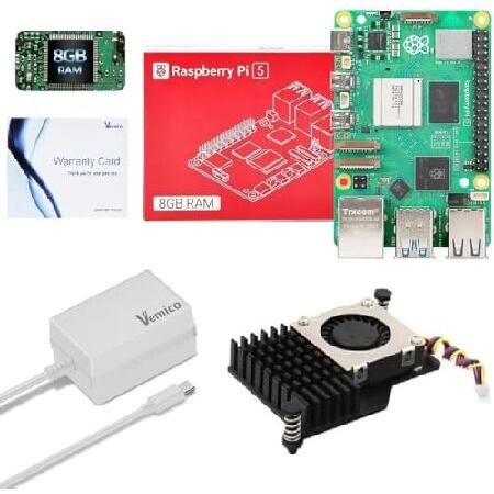 【並行輸入品】 Vemico Raspberry Pi 5キット 8GB RAM 5V DCアクティ...