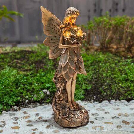 【並行輸入品】 COWOS 天使の置物 屋外 庭 妖精の像 エルフの女の子の置物 妖精の庭の像 ソー...