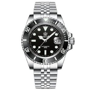 【並行輸入品】 Steeldive メンズ 自動巻き腕時計 SD1953 ステンレススチール NH35 ムーブメント 300m ダイビングウォッチ, ブラック/5リンク。,