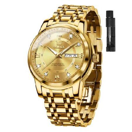 【並行輸入品】 OLEVS Gold Watches for Men Stainless Steel...