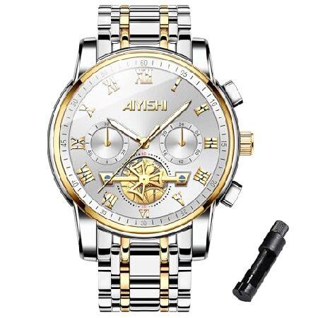 【並行輸入品】 AIYISHI Men’s Watches Luxury Gold Silver S...