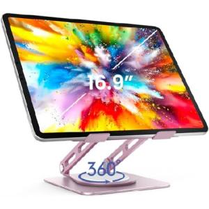 【並行輸入品】 Metal Tablet Stand, 360 Rotating iPad Stand with Heavy-Duty Base, Tablet Holder Compatible With 4.0-16.9
