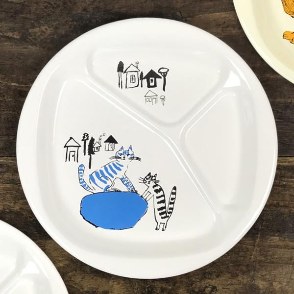 倉敷意匠計画室 トラネコボンボン ほうろう給食大皿　ランチプレート 皿 仕切り 子供 ライオン 猫グ...