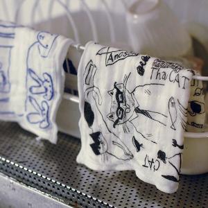 かや織りふきん トラネコボンボン 蚊帳生地ふき...の詳細画像5