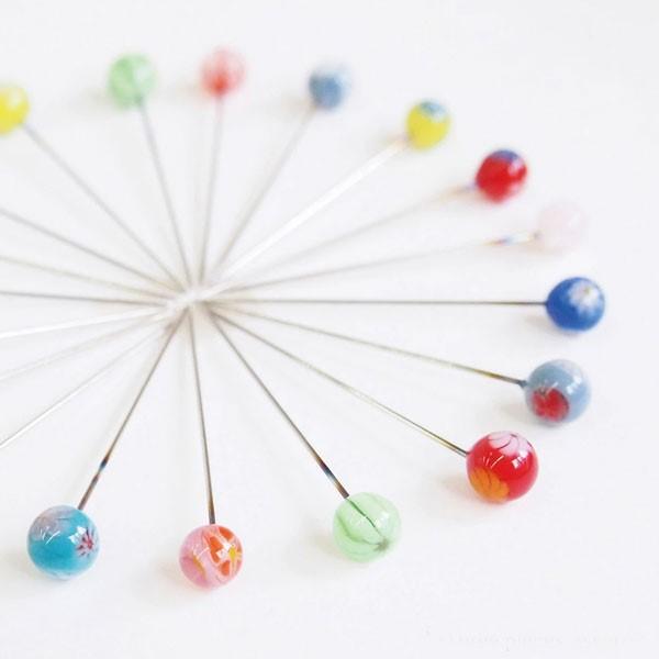 Cohana（コハナ）とんぼ玉の待針 アソート3本セット　手芸 まち針 おしゃれ かわいい ガラス ...