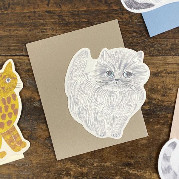 松尾ミユキ ダイカットグリーティングカード　メッセージカード 大人 猫グッズ 雑貨 プレゼント 女性...