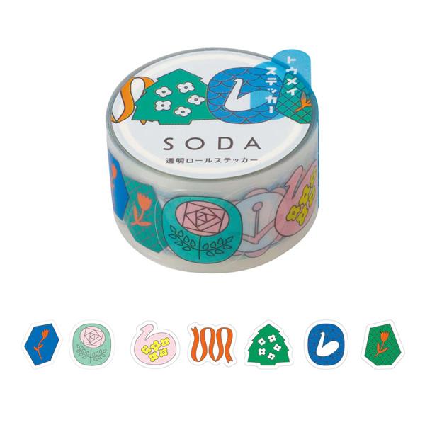 マスキングテープ 透明 SODA ソーダ（ステッカー）20mm ピンバッジ キングジム ヒトトキ お...