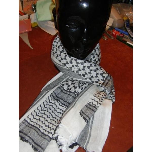 アフガンストール　アラブストール　シュマーグ　アラブスカーフ　ホワイト×ブラック