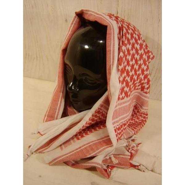 アフガンストール　アラブストール　シュマーグ　アラブスカーフ　ホワイト×レッド