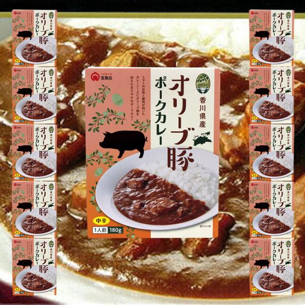 香川県産 オリーブ豚ポークカレー 1ケース 180ｇ×10個 業務用 まとめ買い 箱買い