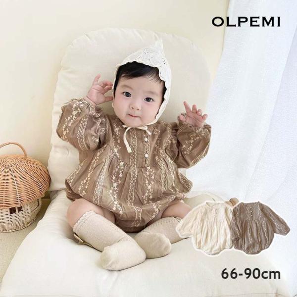 ベビー服 女の子 新生児 おしゃれ 秋 春  ロンパース 長袖 韓国 海外 刺繍 花柄 セレモニー ...