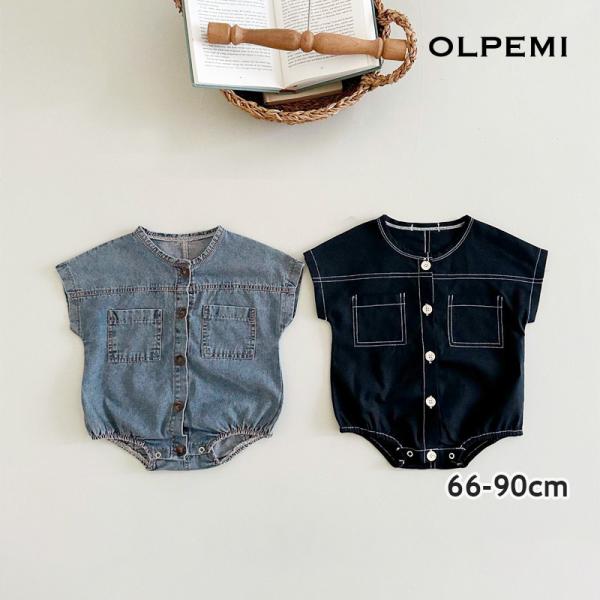 韓国 ベビー服 男の子 女の子 ロンパース 新生児 半袖 夏 赤ちゃん 無地 デニム おしゃれ カバ...