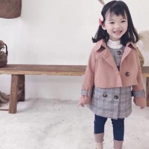 キッズ アウター コート フードなし 女の子 おしゃれ　ガールズ 子ども 子供服 韓国子供服　グレンチェック３wayアウター　727｜olpemi