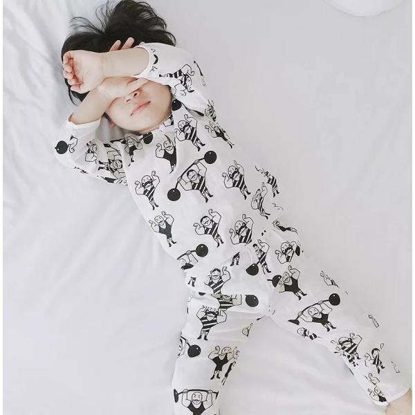 キッズ パジャマ ルームウェア セットアップ お家時間 男の子 韓国 韓国子供服 マッスルプリントパ...