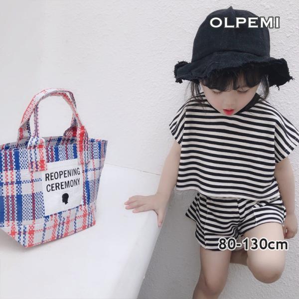 キッズ 女の子 男の子 セットアップ ボーダー ストライプ ショートパンツ ボーダーセットアップ　ホ...