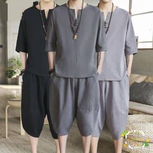 綿麻セットアップ メンズ 大きいサイズ 上下セッ...の商品画像