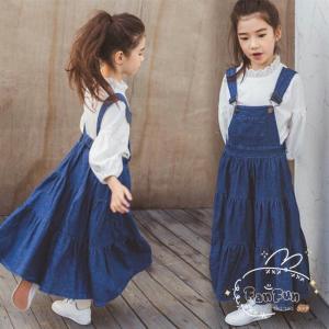 ワンピース キッズ 子供服 女の子 デニムワンピース サスペンダーワンピース 子供ドレス ジュニア オーバーオール 春 夏｜ols