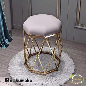 ドレッサーチェア化粧椅子イス鏡台用姫系金属製 丸...の商品画像