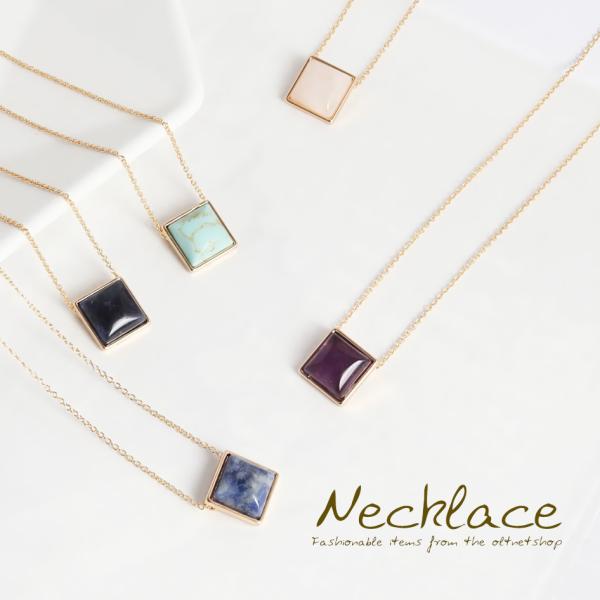 ネックレス レディース 5色 カラーネックレス アクリル スクエア シンプル 合金 ゴールド ニッケ...