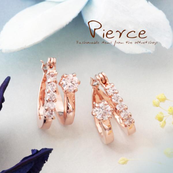 フープピアス レディース ピアス フープ 小さい 小さめ czダイヤ 18K 18金コーティング ピ...