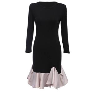 ワンピース 裾フレア タイトワンピース マーメイドワンピース ミディアム ワンピース 長袖 ワンピース 秋 秋服 冬 冬服 レディース Tシャツ カジュアル シンプル