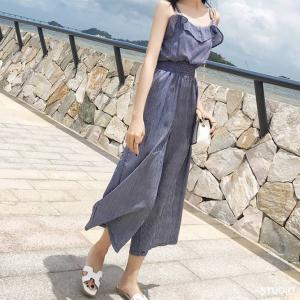 オールインワン サロペット つなぎ レディース ストライプ シフォン 9分丈 ロング ロンパース ゆったり 大人カジュアル レディースファッション カジュアル お Gwlk Olulu 通販 Yahoo ショッピング