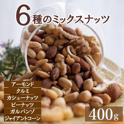 ミックスナッツ 塩味 いろいろ6種 400g ピーナッツ アーモンド カシューナッツ クルミ ガルバ...