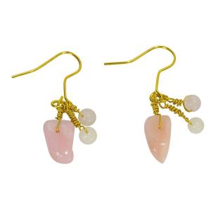 ピンクオパールカッパー K14GF ピアス ふんわりピンクのモザイク