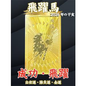 成功と躍進の象徴！【飛躍馬】 護符　ビジネス出世運・勝負運・金運のお守り【2026年の干支】護符 午 馬 黄金 開運カード 金運 出世 仕事運 商売繁盛 お守り