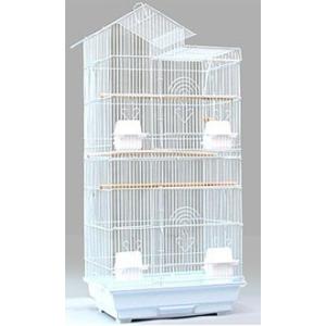 角屋根 大型バードゲージ（鳥かご 鳥小屋 鳥カゴ）白□◇ : まつ