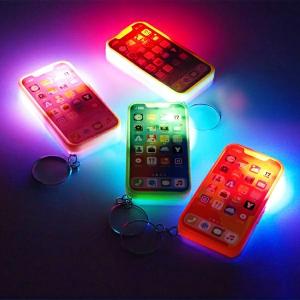 光るおもちゃ　ピカピカミニスマートフォンライトキーホルダー 24個セット　光るおもちゃ 光るペンダント 光り物玩具 光りもの玩具 縁日 お祭り 夏祭り