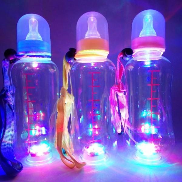光る哺乳瓶ボトルストラップ付カラフル 12入　光るボトル 電球ソーダ 電球ジュース 電球ドリンク 電...