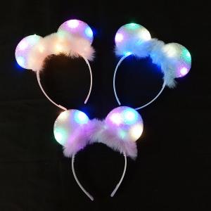 光るおもちゃ　ファブリックマウスカチューシャ 12個セット　光るおもちゃ 光り物玩具 光りもの 光る 縁日 お祭り 夏祭り 景品 おもちゃ