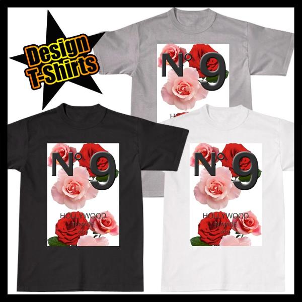 No9 FLOWER LOGO T-シャツ Tシャツ ブランド パロディ HOLLYWOOD MAD...