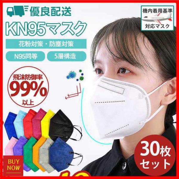 「一部」KN95マスク 平ゴム 大人用 30枚セット N95マスク FFP2マスク PM2.5対応 ...
