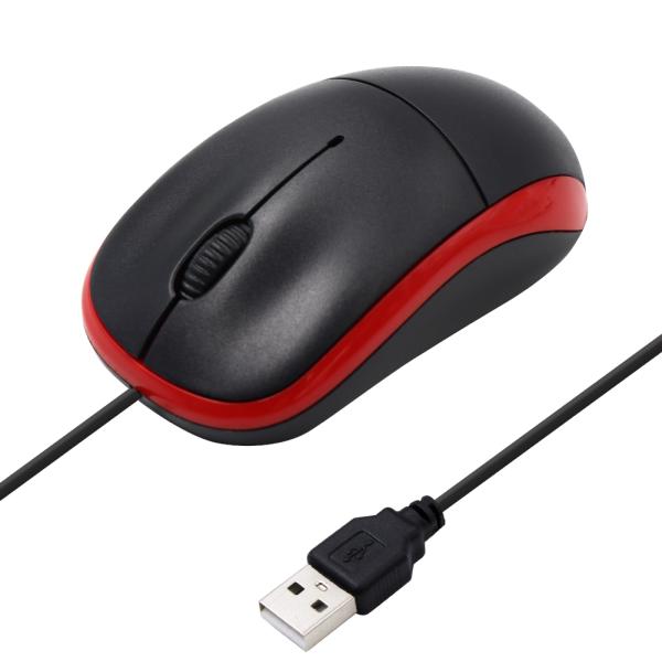 USB有線タイプ静音マウス レッド AOK-MS851S-RBK