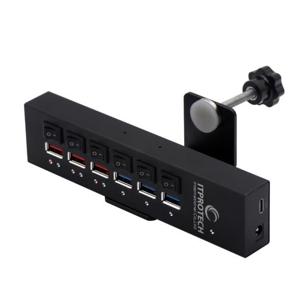 IUSB3.2パワーハブBLACK PT-POWER6HUB-BK2
