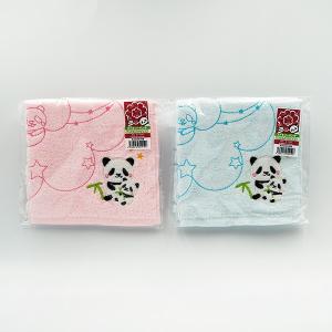 ファミリーパンダ ふわふわミニタオル 2枚セット (ピンク・ブルー) ハンカチ 親子パンダ 動物園 可愛い プレゼント｜omiyage-nagaien