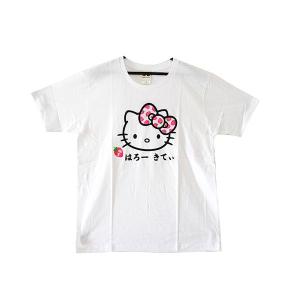 はろーきてぃ いちごTシャツ 白 サンリオ ハローキティ はろうきてぃ キティちゃん kitty イチゴ 苺 レディース 半袖 グッズ 可愛い ギフト プレゼント｜お土産ショップ永井園