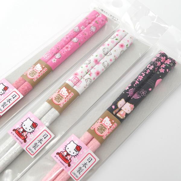 はろうきてぃ 桜 ラメ箸 21cm 日本製 すべり止め　お箸 ラメ 桜柄 花柄 桜柄 和柄 サンリオ...
