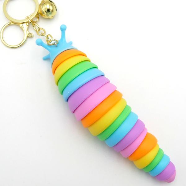 レインボーナメクジ キーホルダー　芋虫 いもむし くねくね カラフル おもしろ かわいい SNS話題...