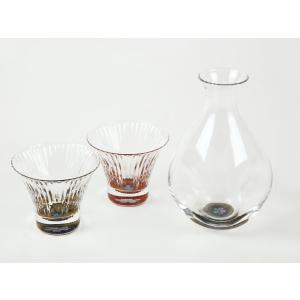 螺鈿（らでん）グラス 徳利セット桜 杯2個（貝入り） 日本土産（みやげ）に最適｜omiyage