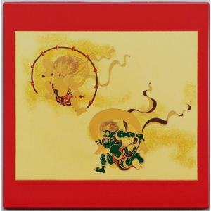蒔絵マウスパッド（風神雷神/赤・黒） 日本のお土産に最適  -中国語も対応｜omiyage